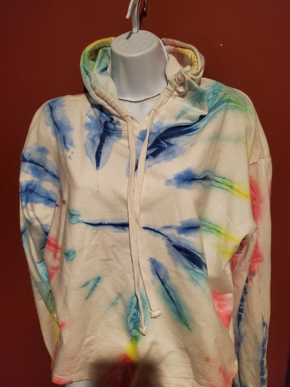 Bloom+ POP                Tie-Dye Hooded Sweatshirt in blue, pink, yellow, green